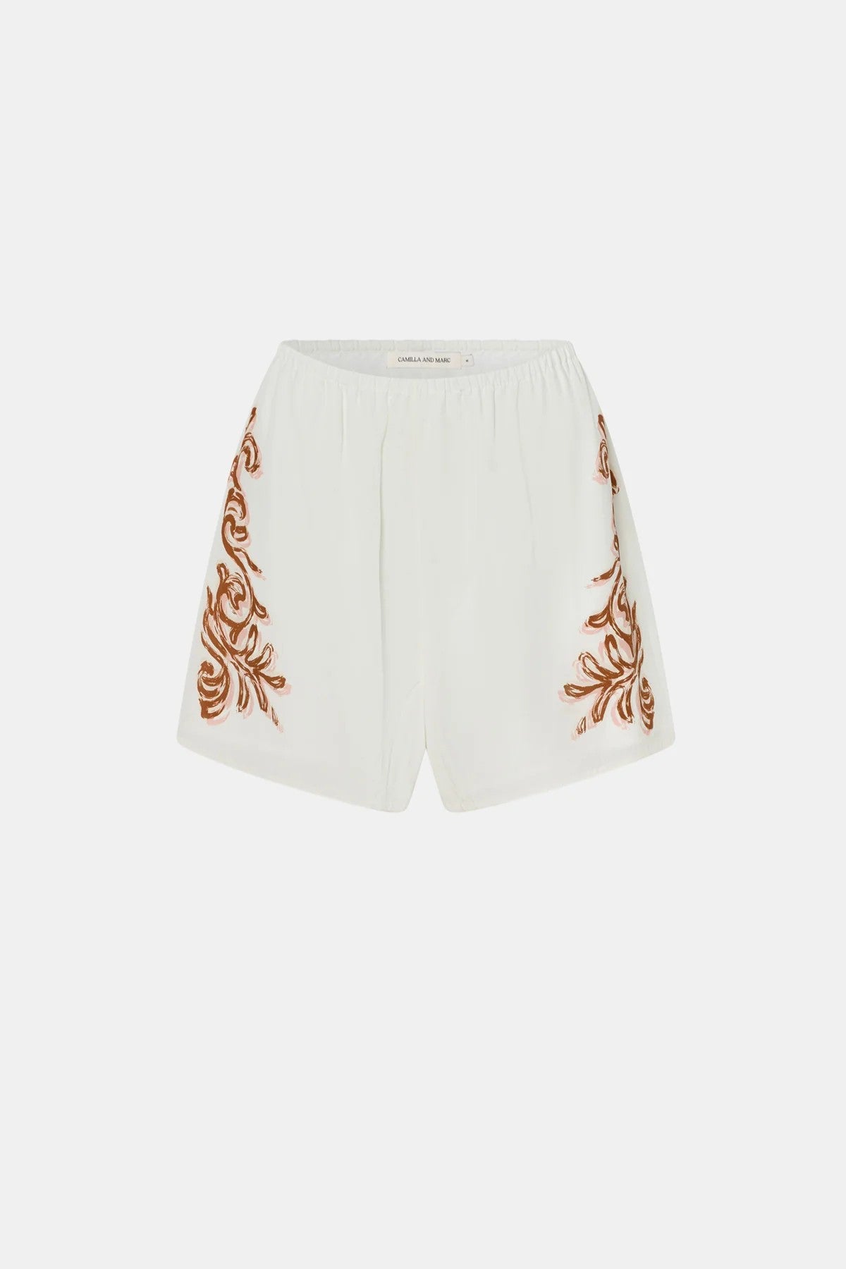 Frida Short Cream Frida Print by Camilla and Marc, soft printed silk shorts designed for relaxed summer looks and elevated lounging.