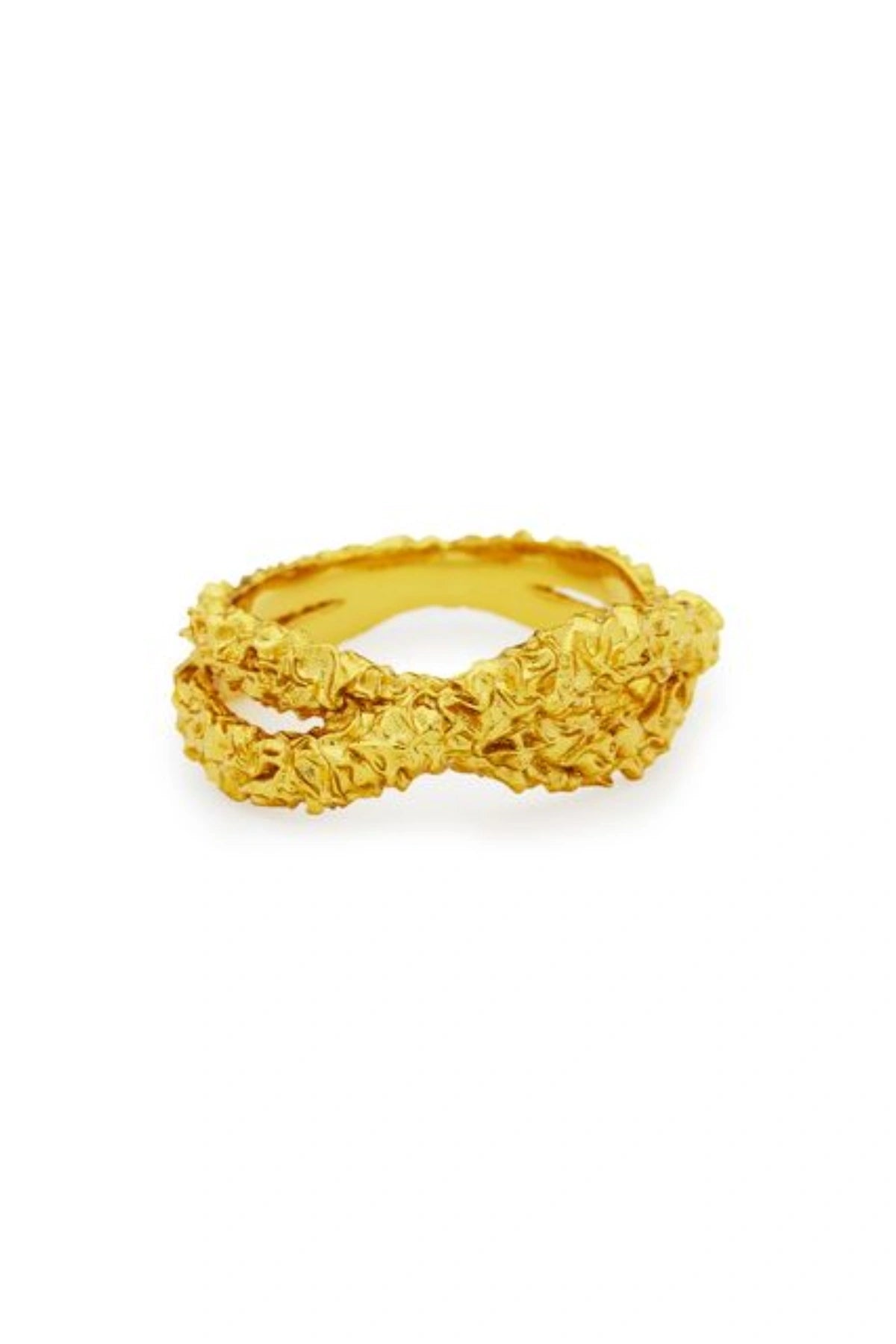 Furore Ring by Amber Sceats, handcrafted in Italy with 24K gold plating and intertwined textured bands for a sculptural modern look.