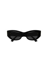 GG2044SA001 Black by Gucci - narrow cat eye sunglasses with bold acetate frame and grey lenses, perfect for modern feminine styling.