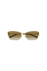 GG2045S003 Gold by Gucci - gold metal cat eye sunglasses with brown lenses and interlocking G detail, perfect for elevated vintage styling.