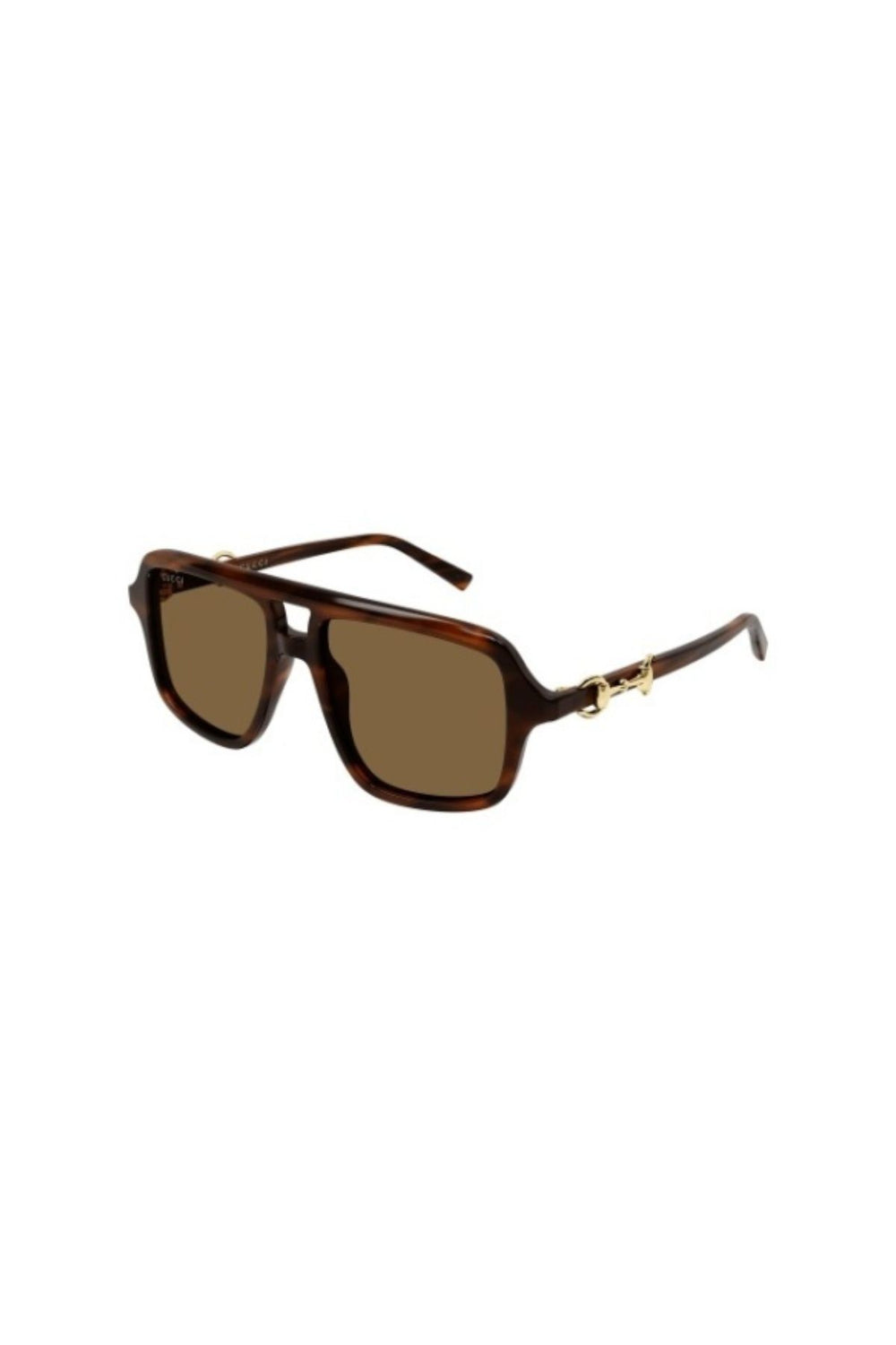 GG2052S009 Havana by Gucci - pilot sunglasses with havana acetate frame and brown lenses with horsebit detail, perfect for refined styling.