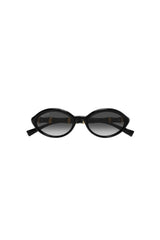 GG2059S001 Black by Gucci – oval sunglasses with bamboo detail and slim frame. Perfect for elevated styling.