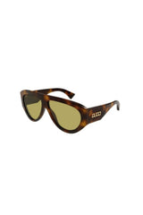 GG2128S002 Havana by Gucci – oversized sunglasses with logo temples and green lenses. Perfect for statement styling.