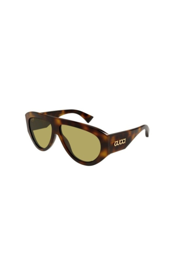 GG2128S002 Havana by Gucci – oversized sunglasses with logo temples and green lenses. Perfect for statement styling.