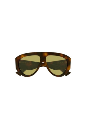 GG2128S002 Havana by Gucci – oversized sunglasses with logo temples and green lenses. Perfect for statement styling.