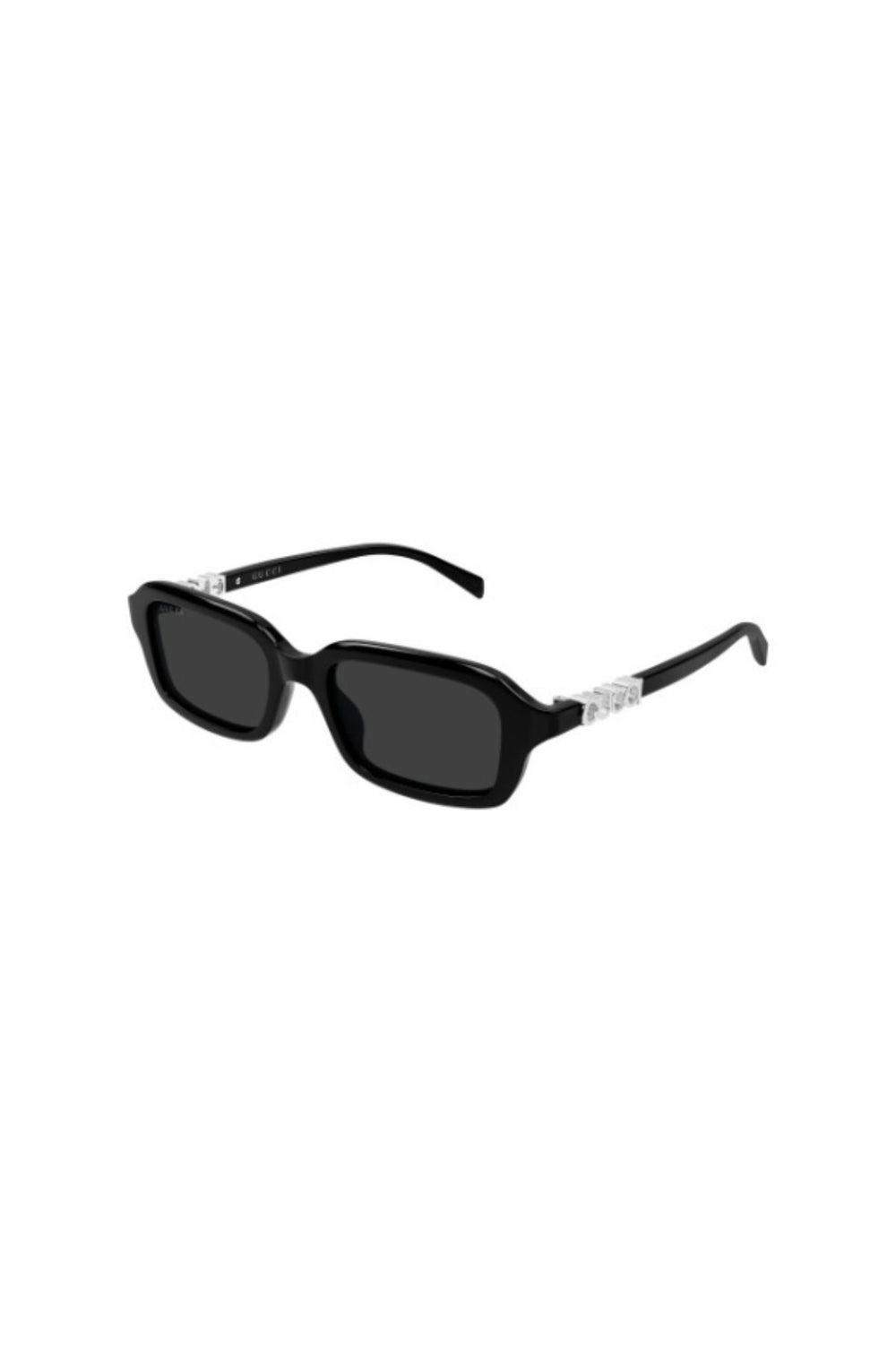 GG2152S001 Black by Gucci - slim rectangular sunglasses with black acetate frame and grey lenses, perfect for modern everyday styling.