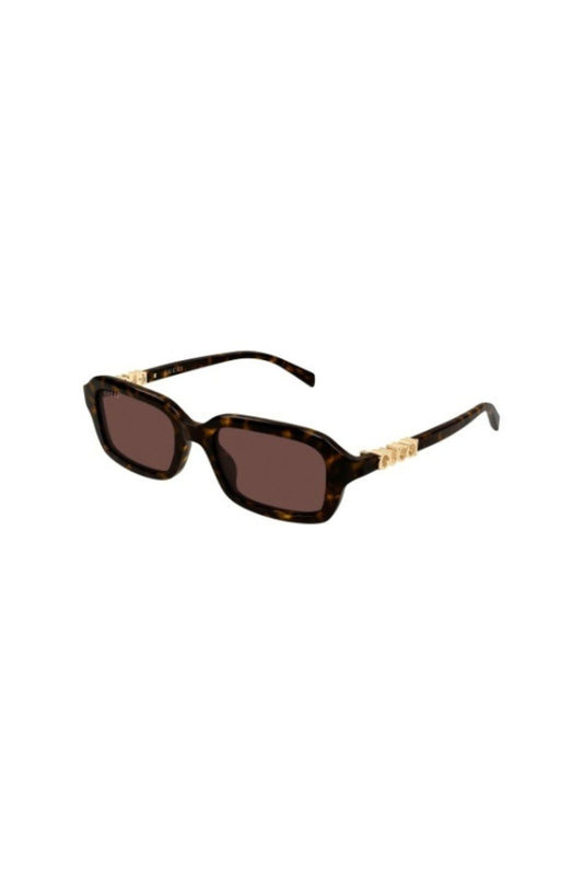 GG2152S002 Havana by Gucci - slim rectangular sunglasses with havana acetate frame and brown lenses, perfect for modern everyday styling.