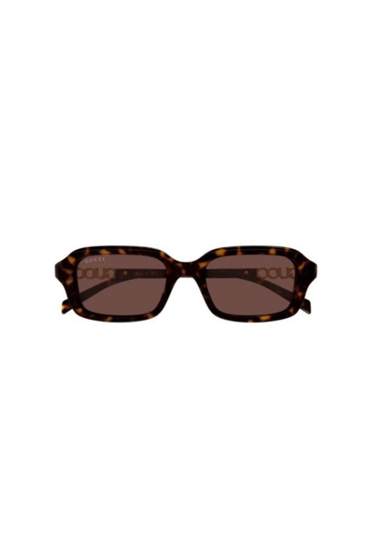 GG2152S002 Havana by Gucci - slim rectangular sunglasses with havana acetate frame and brown lenses, perfect for modern everyday styling.
