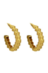 Gabrielle Earrings Gold by Mountain and Moon – sculptural ridged gold hoop earrings with polished finish.