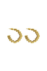 Gabrielle Earrings Gold by Mountain and Moon – sculptural ridged gold hoop earrings with polished finish.