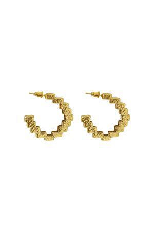 Gabrielle Earrings Gold by Mountain and Moon – sculptural ridged gold hoop earrings with polished finish.