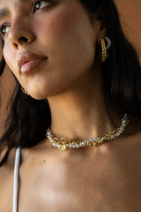 Gabrielle Earrings Gold by Mountain and Moon – sculptural ridged gold hoop earrings with polished finish.