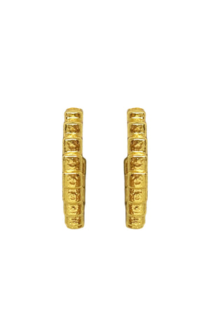Gabrielle Earrings Gold by Mountain and Moon – sculptural ridged gold hoop earrings with polished finish.