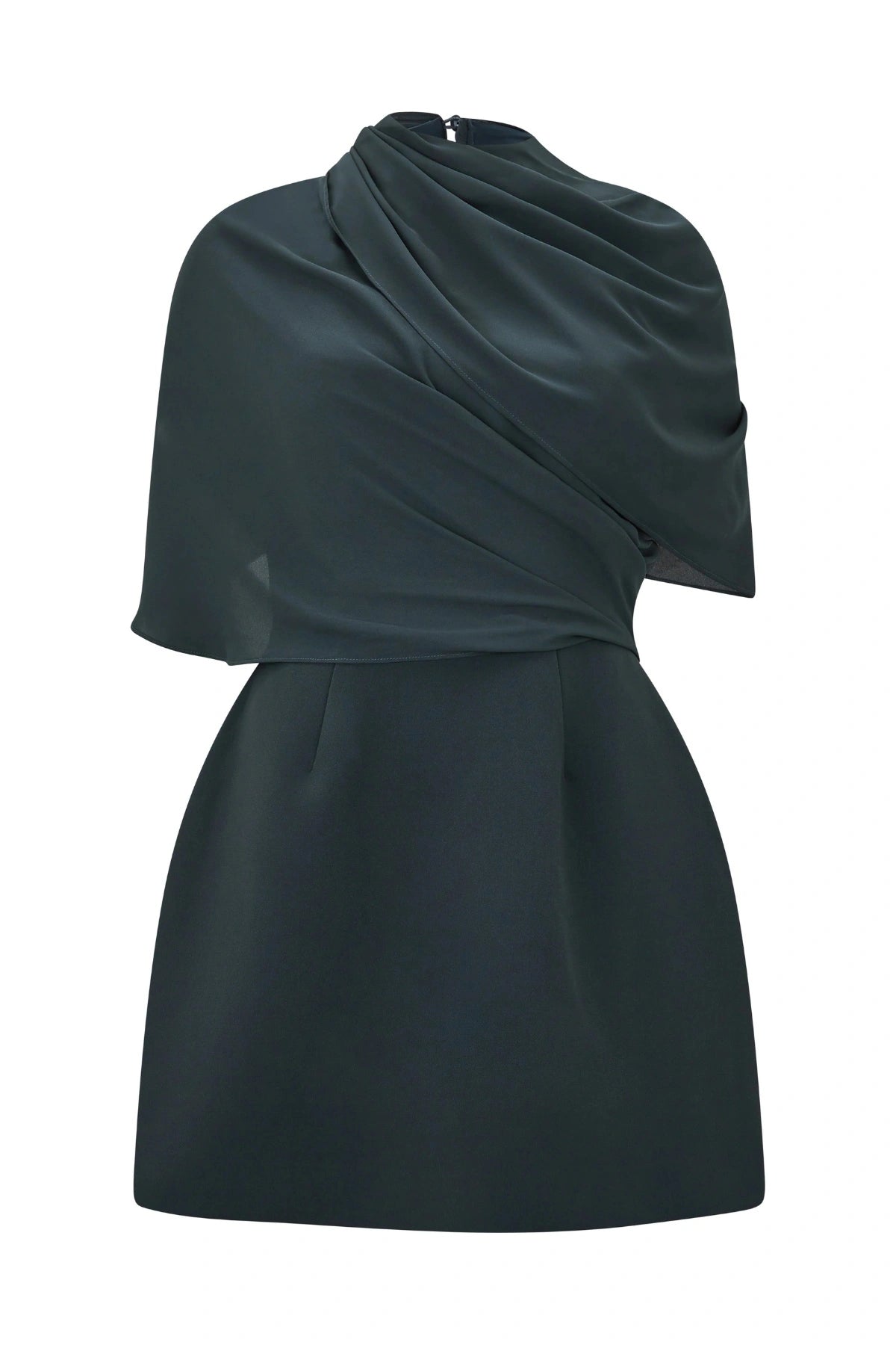 Gathered Mini Dress by Odd Muse, teal sculpted mini with mesh wrap and open back for a chic night-out moment. Elegant and refined.