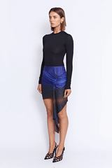 Gerome Skirt Midnight by Pfeiffer, printed mini skirt with decorative tail detail. Perfect for day to night outfits or statement looks.
