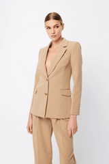 Gilded Blazer Camel by Mossman, structured blazer with notch lapels and tailored fit. Perfect for workwear or polished outfits.
