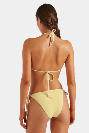 Gina Beaded Bikini Butter by Hunza G - triangle bikini with adjustable ties and bead detail, designed for a customisable sculpted fit.