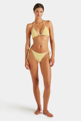 Gina Beaded Bikini Butter by Hunza G - triangle bikini with adjustable ties and bead detail, designed for a customisable sculpted fit.