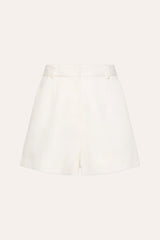Gino Short Off White by Faithfull the Brand – tailored linen blend shorts with pleated front. Perfect for summer styling.