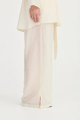 Giulia Pants Ivory Leaf by Solaqua – relaxed straight-leg pants with elastic waistband and subtle leaf print.
