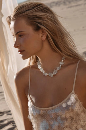 Glaze Necklace by Amber Sceats - necklace with rock crystals and freshwater pearls, designed for bold elevated styling.