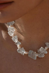 Glaze Necklace by Amber Sceats - necklace with rock crystals and freshwater pearls, designed for bold elevated styling.