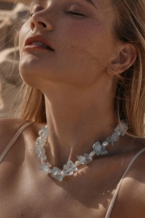 Glaze Necklace by Amber Sceats - necklace with rock crystals and freshwater pearls, designed for bold elevated styling.