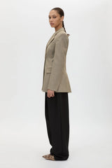 Halden Fitted Contour Blazer Taupe by Camilla and Marc – tailored wool blend blazer with fitted waist and refined silhouette.