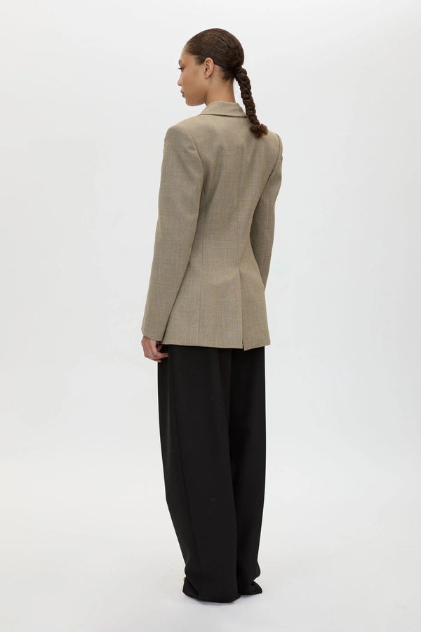 Halden Fitted Contour Blazer Taupe by Camilla and Marc – tailored wool blend blazer with fitted waist and refined silhouette.
