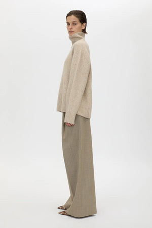 Halden Tailored Pleated Pant Taupe by Camilla and Marc – wide leg tailored trousers in textured wool blend twill.