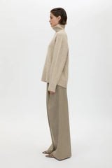 Halden Tailored Pleated Pant Taupe by Camilla and Marc – wide leg tailored trousers in textured wool blend twill.
