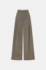 Halden Tailored Pleated Pant Taupe by Camilla and Marc – wide leg tailored trousers in textured wool blend twill.
