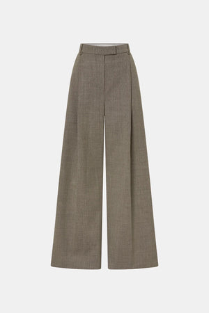 Halden Tailored Pleated Pant Taupe by Camilla and Marc – wide leg tailored trousers in textured wool blend twill.