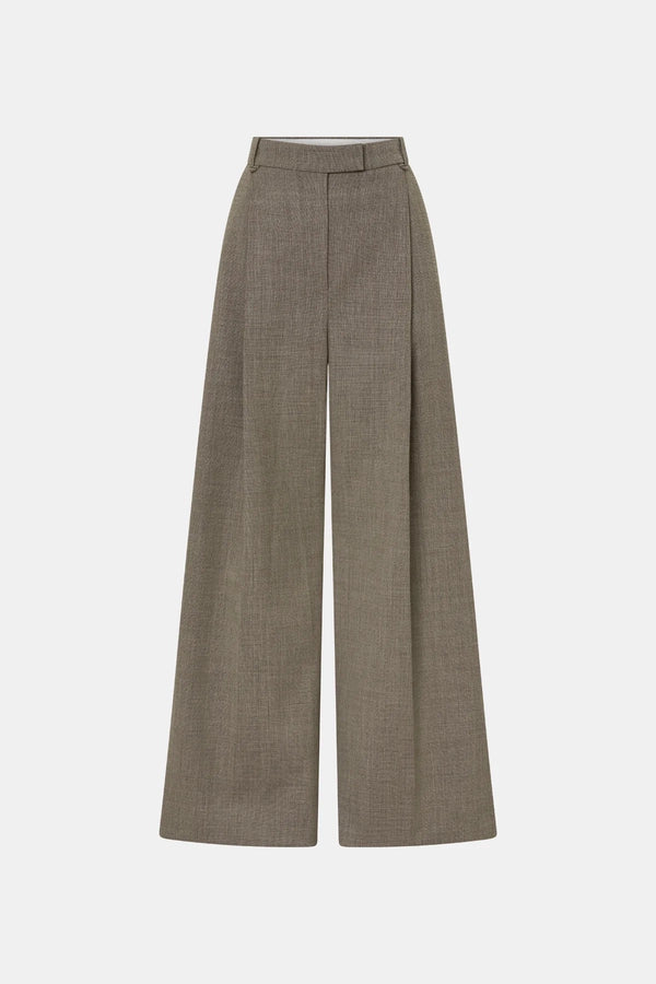 Halden Tailored Pleated Pant Taupe by Camilla and Marc – wide leg tailored trousers in textured wool blend twill.