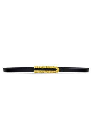 Hammada Belt by Amber Sceats, leather belt with sculptural gold buckle, perfect for elevated everyday styling.