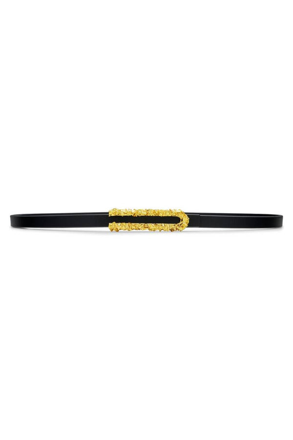 Hammada Belt by Amber Sceats, leather belt with sculptural gold buckle, perfect for elevated everyday styling.