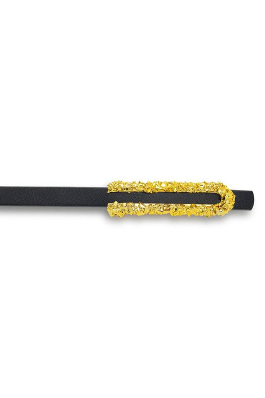 Hammada Belt by Amber Sceats, leather belt with sculptural gold buckle, perfect for elevated everyday styling