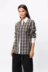 Harley Shirt Plaid by Mossman – relaxed cotton plaid shirt with contrast white collar and French cuffs.