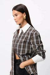Harley Shirt Plaid by Mossman – relaxed cotton plaid shirt with contrast white collar and French cuffs.