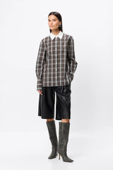 Harley Shirt Plaid by Mossman – relaxed cotton plaid shirt with contrast white collar and French cuffs.