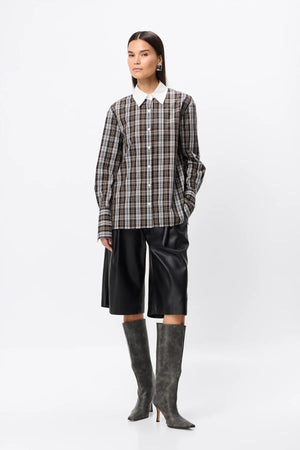 Harley Shirt Plaid by Mossman – relaxed cotton plaid shirt with contrast white collar and French cuffs.