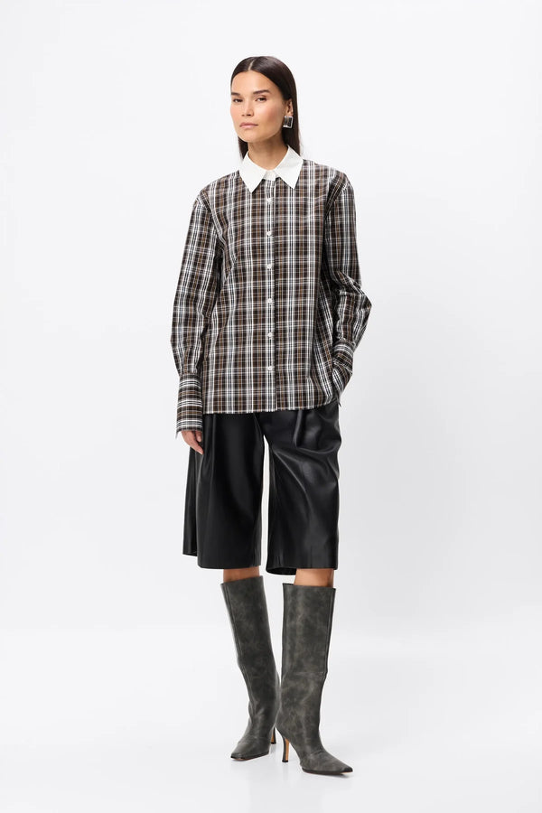 Harley Shirt Plaid by Mossman – relaxed cotton plaid shirt with contrast white collar and French cuffs.