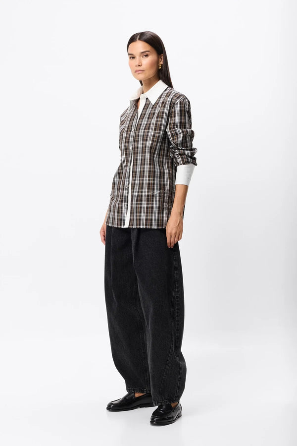 Harley Shirt Plaid by Mossman – relaxed cotton plaid shirt with contrast white collar and French cuffs.