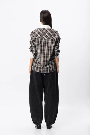 Harley Shirt Plaid by Mossman – relaxed cotton plaid shirt with contrast white collar and French cuffs.