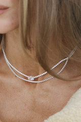 Heirloom Tennis Necklace by Porter Jewellery — a white gold vermeil necklace with precision-set CZ stones for a seamless, brilliant finish.
