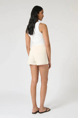Helena Shorts – Ivory by Onte, mini crochet-knit shorts with stretch waist. Perfect for sunny days or matching with the Helena Gilet.