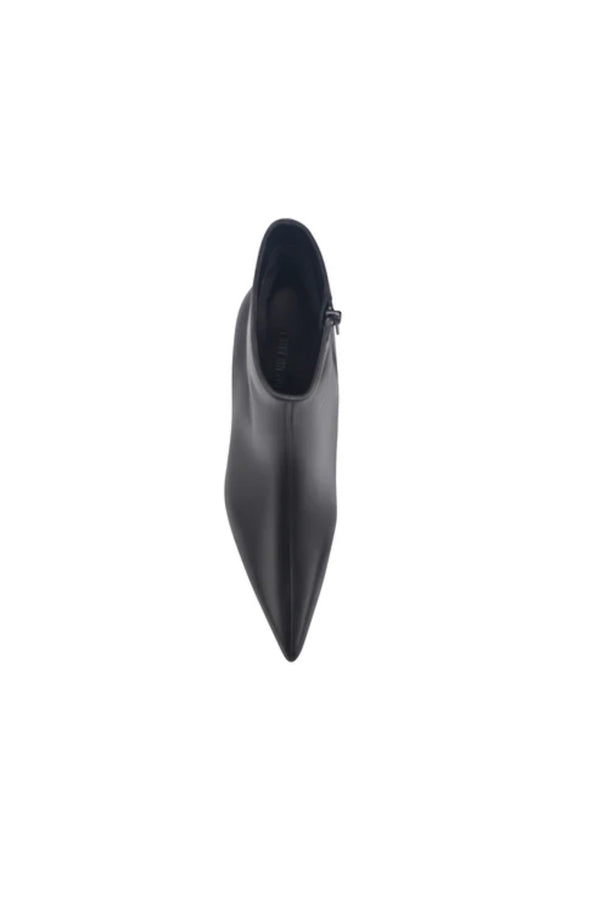 Henry Boot Black Leather by Lana Wilkinson - black ankle boots with pointed toe and stiletto heel, designed for a sleek modern look.