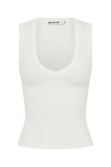Jaz Hand V Neck Cotton Tank White by Sneaky Link – a slim cotton tank with V neckline. Perfect for effortless everyday styling.