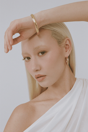 Heritage Bangle by Porter Jewellery, gold vermeil bangle with bold tube design. Perfect for stacking or statement styling.