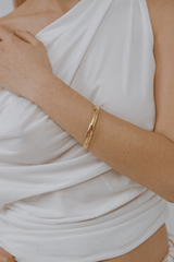 Heritage Bangle by Porter Jewellery, gold vermeil bangle with bold tube design. Perfect for stacking or statement styling.